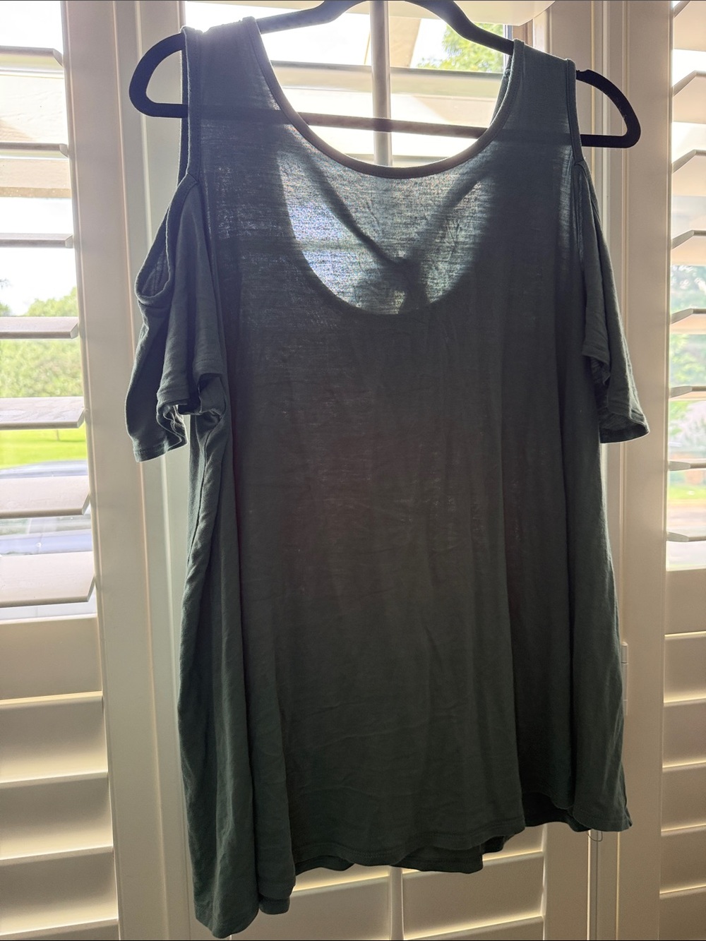 Lane Bryant Cold-Shoulder Tank Top in Teal Green